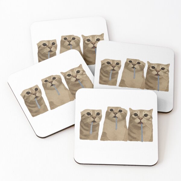 Item preview, Triple Drooling Goofy Cats Meme (White) designed and sold by CamilasPrints.