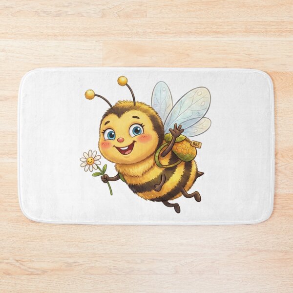 Item preview, Cute Honey Bee Waving With Daisy Flower Watercolor Art designed and sold by DH-ArtLab.