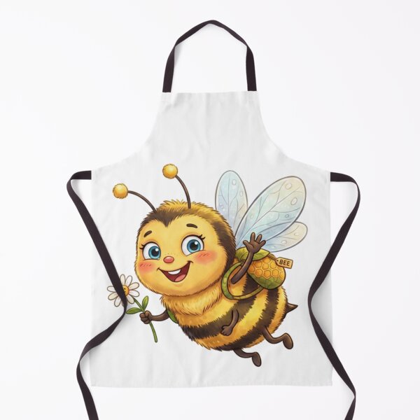 Item preview, Cute Honey Bee Waving With Daisy Flower Watercolor Art designed and sold by DH-ArtLab.