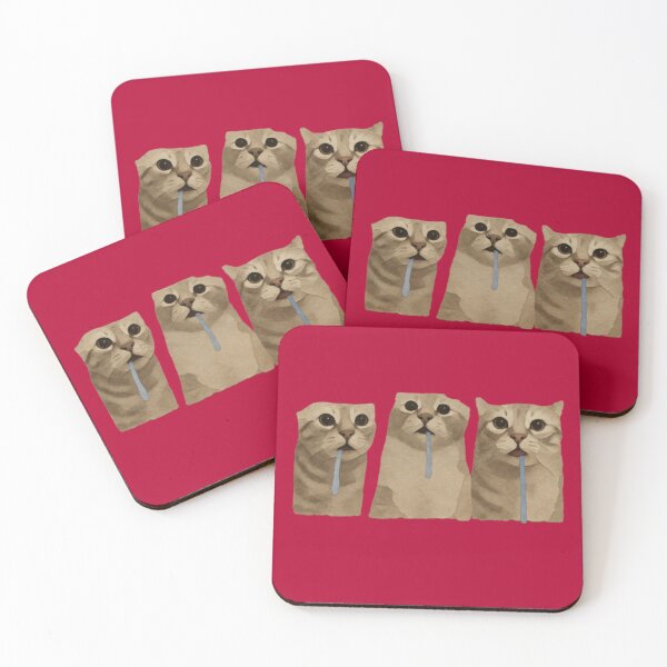 Item preview, Triple Drooling Goofy Cats Meme (Crimson) designed and sold by CamilasPrints.