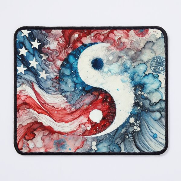 Item preview, Yin Yang American Flag Art – Red White Blue Ink Balance Design designed and sold by asudesign.