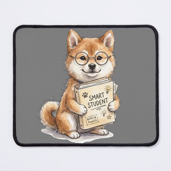 Item preview, Cute Watercolor Dog with Glasses and Smart Student Binder designed and sold by BreezifyDesignStudio.