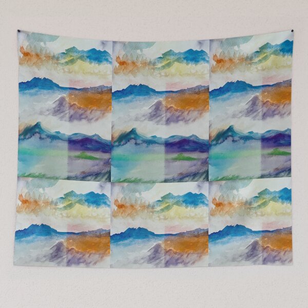 Item preview, Rainbow Misty Mountains - Watercolor Nature Art designed and sold by JamesDArting.