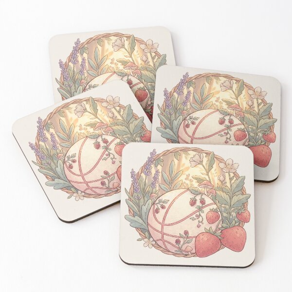 Item preview, Cottagecore Basketball Strawberry Lavender Mushroom Floral Pastel Art designed and sold by MythicCotton.