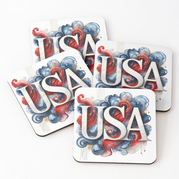 Item preview, USA Typography Art – Red, White & Blue Abstract Ink Design designed and sold by asudesign.
