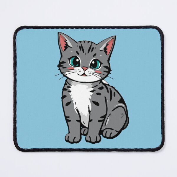 Item preview, Cute Grey Tabby Kitten Blue Aesthetic Art designed and sold by Rawafi Art Studio.