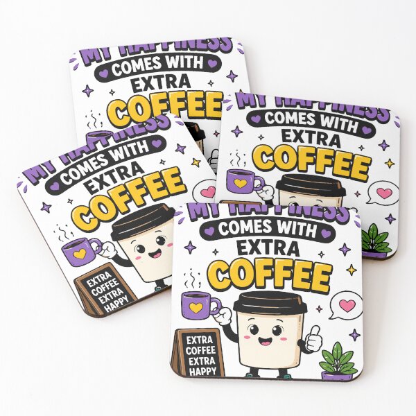 Item preview, My Happiness Comes With Extra Coffee Funny Quote designed and sold by Gift Phrase Studio.