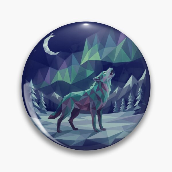 Item preview, Geometric Wolf Howling — Aurora Borealis Art designed and sold by Vibz4All.