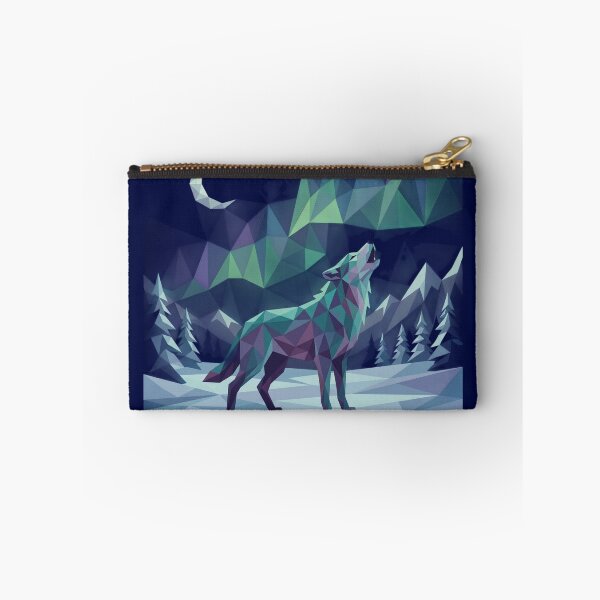 Item preview, Geometric Wolf Howling — Aurora Borealis Art designed and sold by Vibz4All.