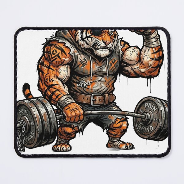 Item preview, Muscular Gym Tiger Lifting Heavy Barbell designed and sold by JeevanStickers.
