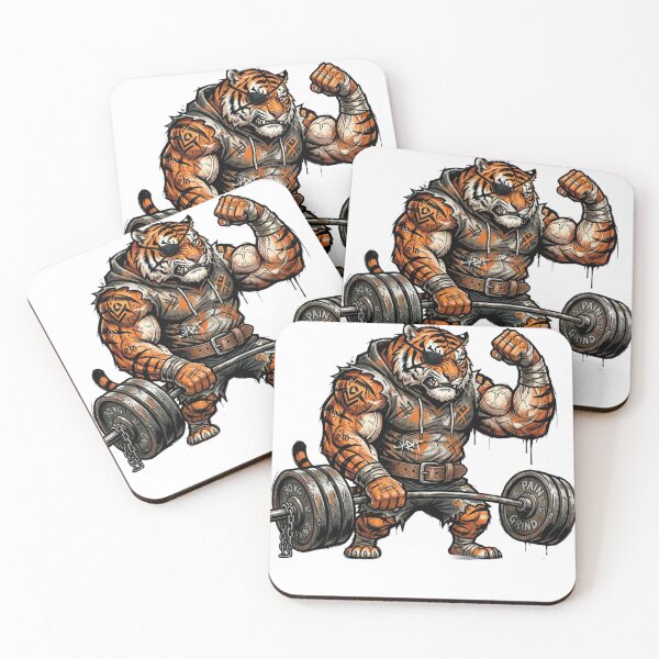 Item preview, Muscular Gym Tiger Lifting Heavy Barbell designed and sold by JeevanStickers.