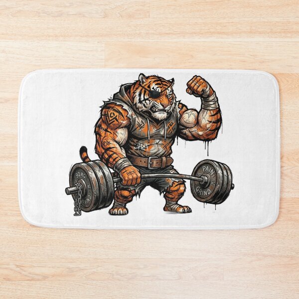 Item preview, Muscular Gym Tiger Lifting Heavy Barbell designed and sold by JeevanStickers.