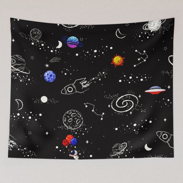 Item preview, Colorful Cartoon Space Planets and Rocket pattern. designed and sold by FahdSpaceArt.
