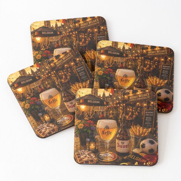 Item preview, België Bierterras bij Zonsondergang – Ambiance Conviviale Belge avec Bière, Frites et Football designed and sold by Hookesmode.