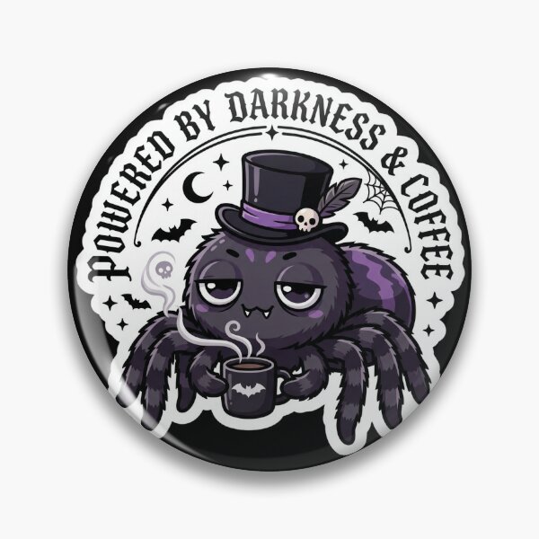 Item preview, Powered by Darkness & Coffee - Cute Goth Spider Sticker designed and sold by EnigmaticGoth.