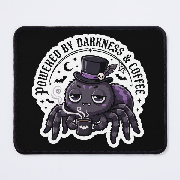 Item preview, Powered by Darkness & Coffee - Cute Goth Spider Sticker designed and sold by EnigmaticGoth.