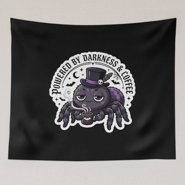 Item preview, Powered by Darkness & Coffee - Cute Goth Spider Sticker designed and sold by EnigmaticGoth.