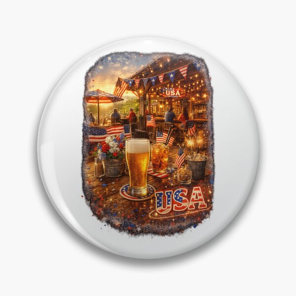 Item preview, USA Soccer Beer Garden at Sunset – Patriotic American Bar Scene with Cold Beer and Game Day Atmosphere designed and sold by Hookesmode.