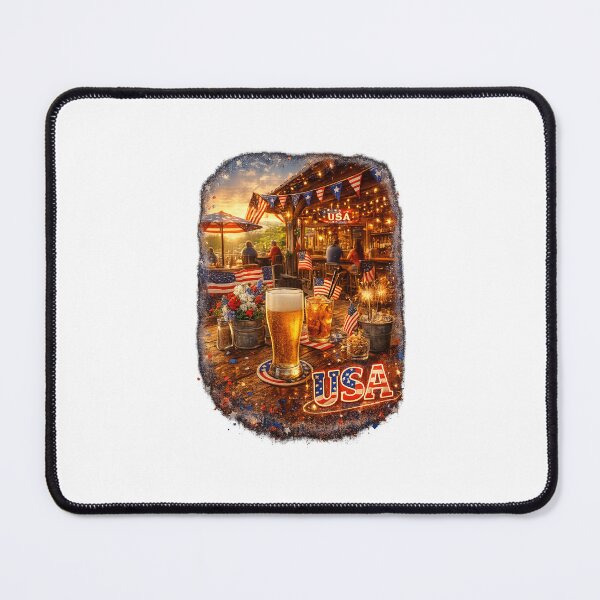 Item preview, USA Soccer Beer Garden at Sunset – Patriotic American Bar Scene with Cold Beer and Game Day Atmosphere designed and sold by Hookesmode.