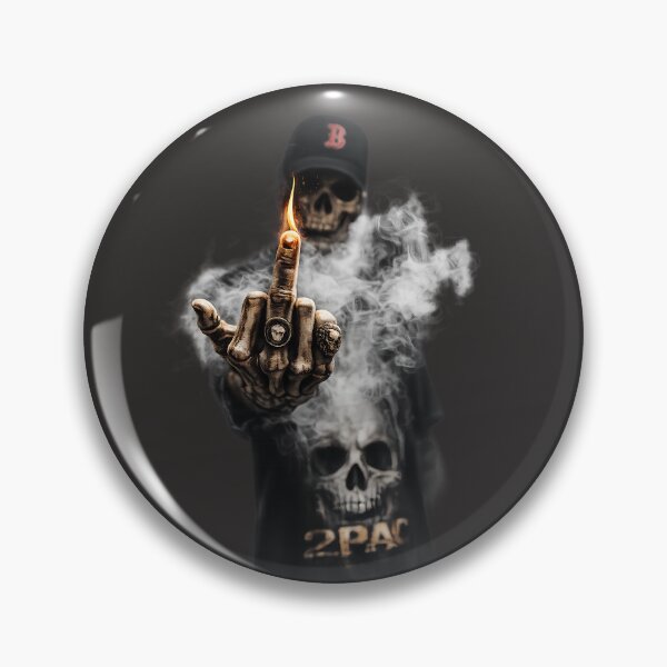 Item preview, middle finger Burning Rebel Skull Hand – Dark Streetwear Gothic Skeleton Illustration designed and sold by saamessart.