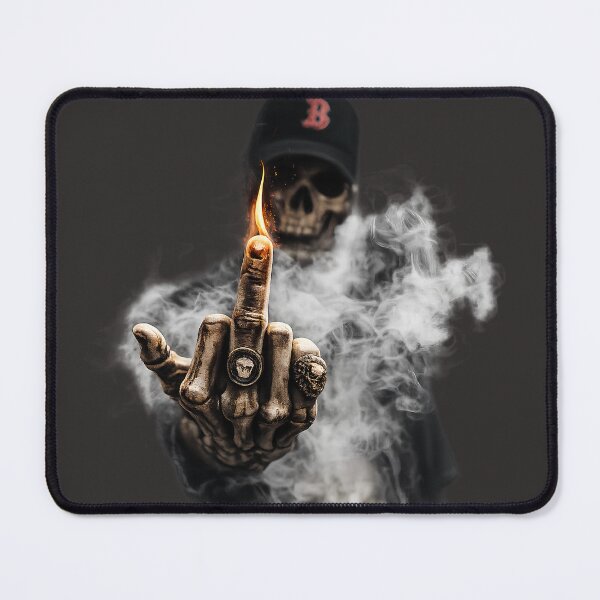Item preview, middle finger Burning Rebel Skull Hand – Dark Streetwear Gothic Skeleton Illustration designed and sold by saamessart.