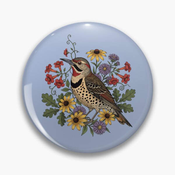 Item preview, Botanical Northern Flicker Floral Nature designed and sold by BirdsnStuff.