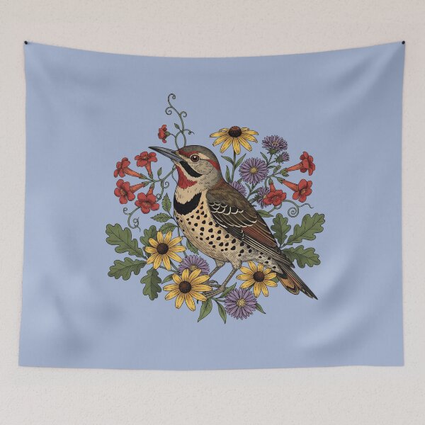 Item preview, Botanical Northern Flicker Floral Nature designed and sold by BirdsnStuff.