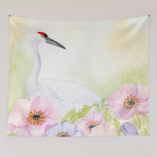 Item preview, Whooping Crane with Anemones designed and sold by daphsam.