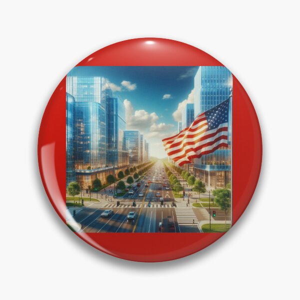Item preview, LUMBERTON USA – Modern Downtown Skyline With American Flag   designed and sold by PaintMeWorld.