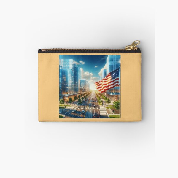 Item preview, LUMBERTON USA – Modern Downtown Skyline With American Flag   designed and sold by PaintMeWorld.