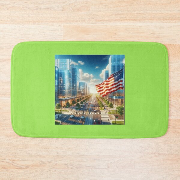Item preview, LUMBERTON USA – Modern Downtown Skyline With American Flag   designed and sold by PaintMeWorld.