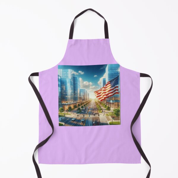 Item preview, LUMBERTON USA – Modern Downtown Skyline With American Flag designed and sold by PaintMeWorld.