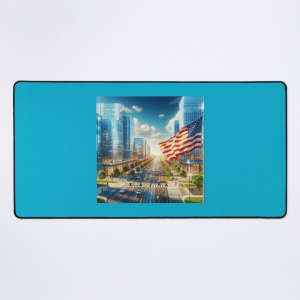 Item preview, LUMBERTON USA – Modern Downtown Skyline With American Flag   designed and sold by PaintMeWorld.