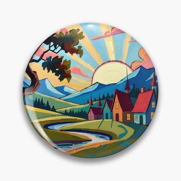 Item preview, Serene Village Sunset Over Rolling Hills designed and sold by maplesoulkiller.