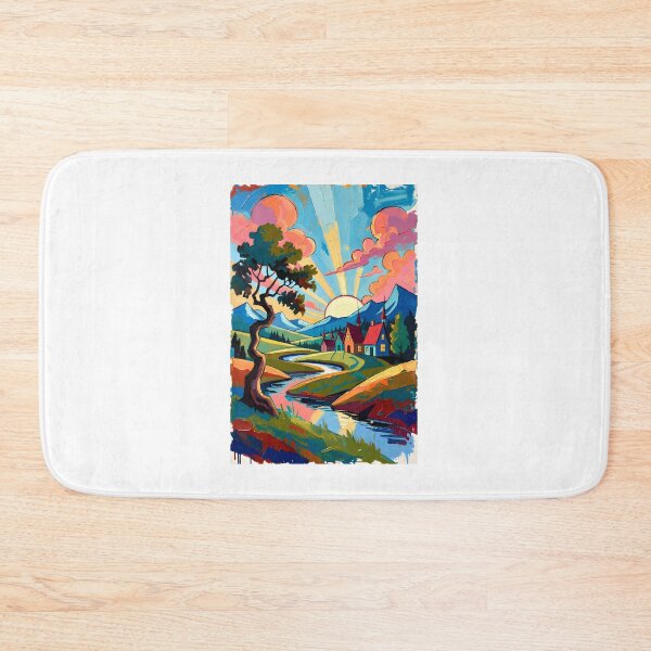 Item preview, Serene Village Sunset Over Rolling Hills designed and sold by maplesoulkiller.