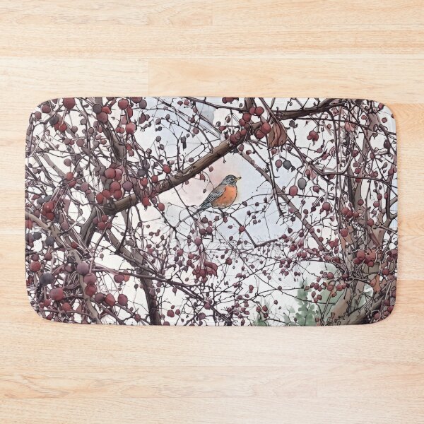 Item preview, Robin in the Late Winter Crabapple Tree – Pen & Watercolor Art designed and sold by Debbie Schulte.