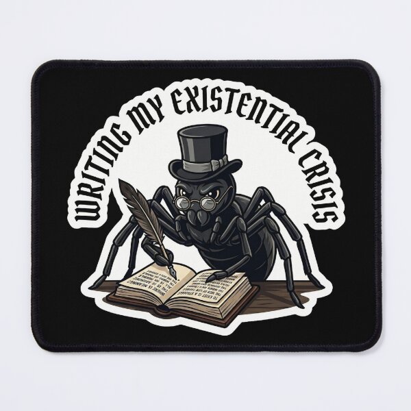 Item preview, Writing My Existential Crisis - Dark Academia Writer Spider Sticker designed and sold by EnigmaticGoth.