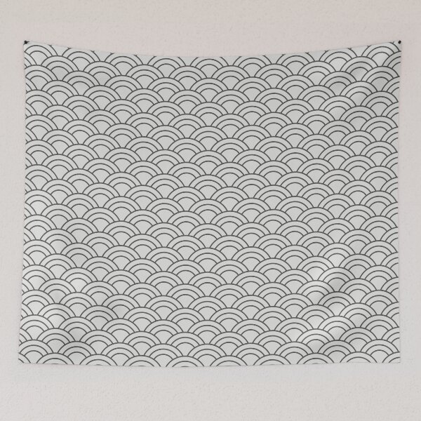 Item preview, Minimalist Japanese Seigaiha Wave Pattern Silver Gray designed and sold by oceanys.