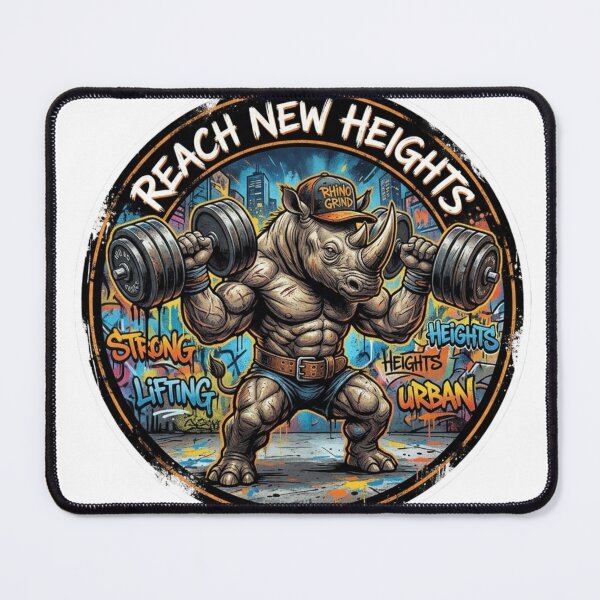 Item preview, Reach New Heights Rhino Gym Motivation designed and sold by JeevanStickers.