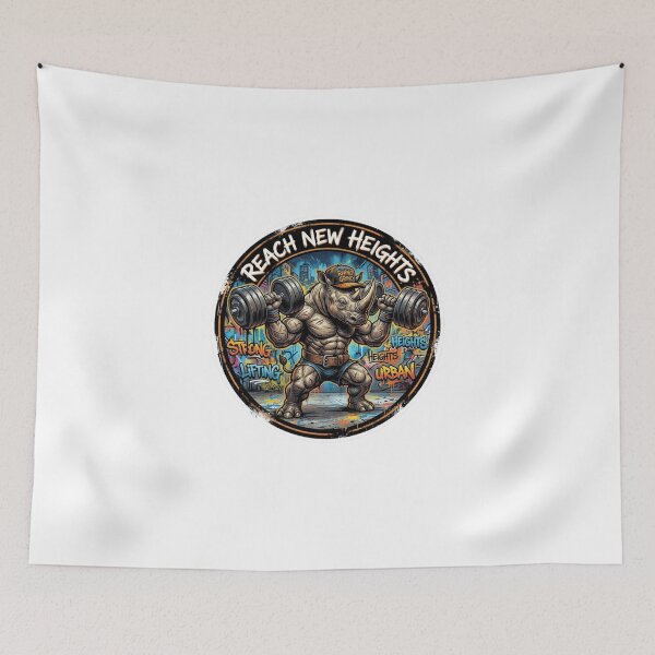 Item preview, Reach New Heights Rhino Gym Motivation designed and sold by JeevanStickers.