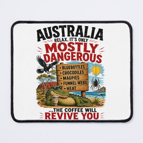 Item preview, Warning: May Contain Crocodiles, Spiders & Sarcasm – Funny Aussie Gift designed and sold by Holiday-Hunter.