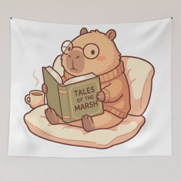 Item preview, Cute Reading Capybara - Book Lover Gift Kawaii Animal Bookworm Illustration designed and sold by CozyDesignsCo.