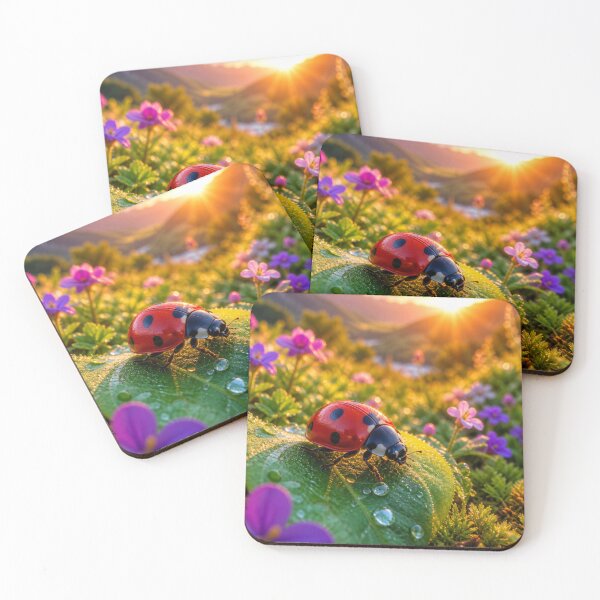 Item preview, Ladybug on a leaf at dawn designed and sold by JuViRo.