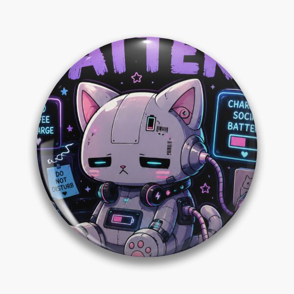 Item preview, Low Battery Human Robot Cat Gamer T-Shirt designed and sold by Globivara Studio.