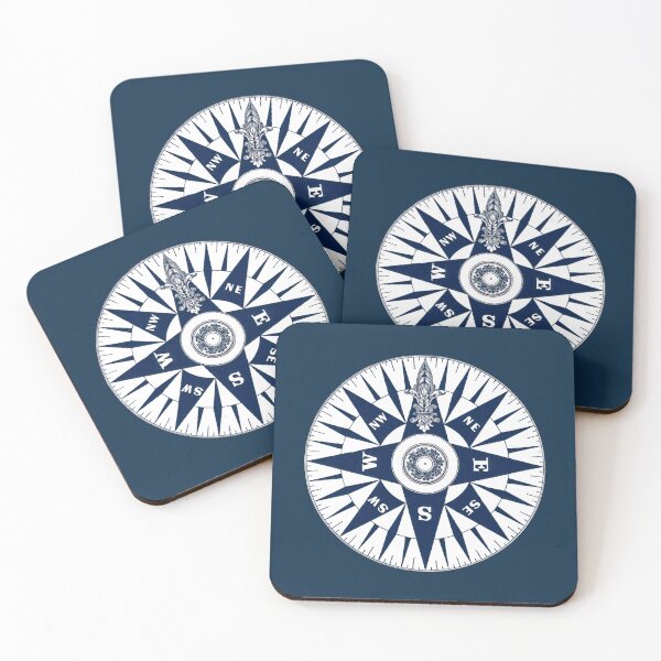 Item preview, Vintage Nautical Compass Rose on Navy Blue designed and sold by oceanys.