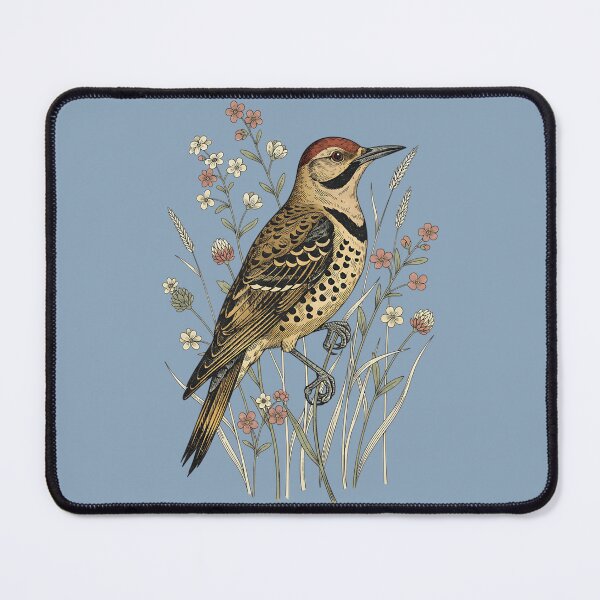 Item preview, Vintage Northern Flicker Wildflower Nature Art designed and sold by BirdsnStuff.
