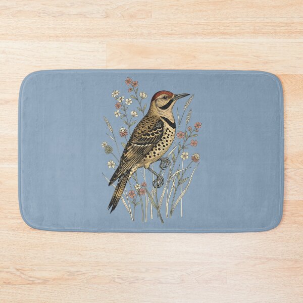 Item preview, Vintage Northern Flicker Wildflower Nature Art designed and sold by BirdsnStuff.