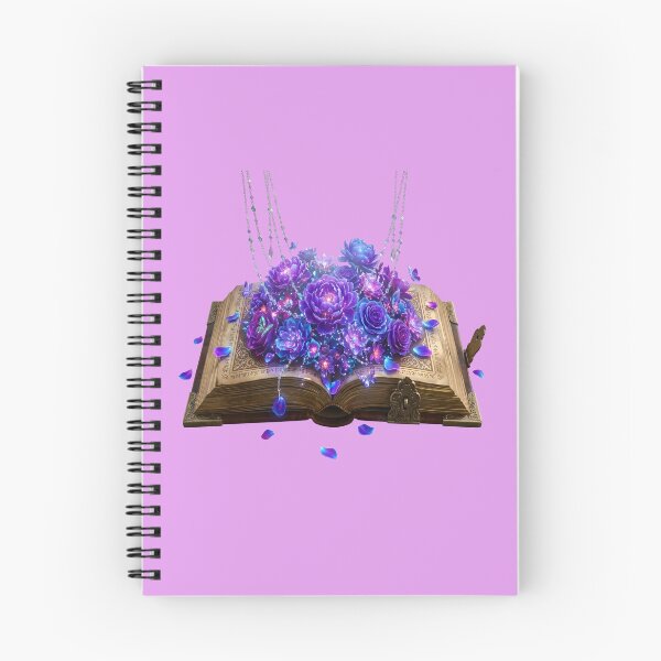 Item preview, Cosmic Fantasy Magical Spellbook with Purple Flowers designed and sold by Utopian-Magic.