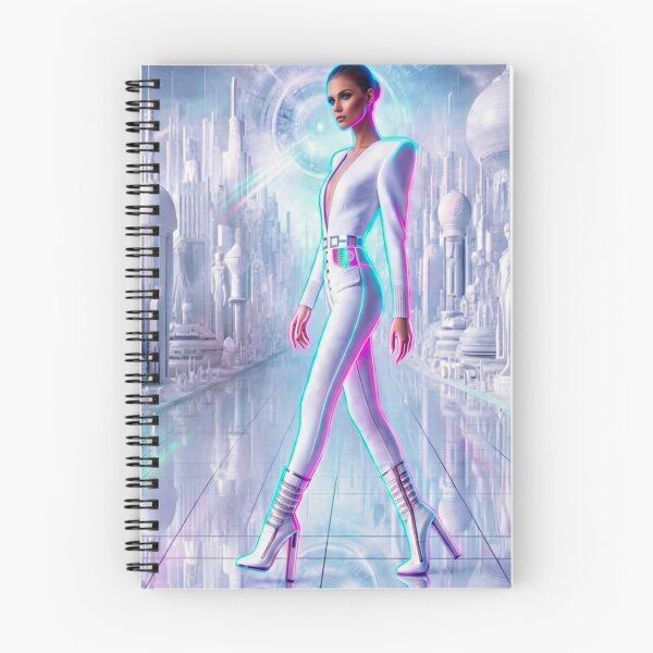 Item preview, Futuristic Neon Cyber Fashion Woman White Bodysuit Sci-Fi City | Cyberpunk AI Art designed and sold by IRON SIREN.