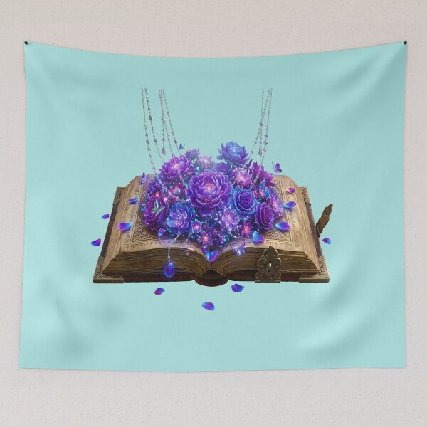 Item preview, Cosmic Fantasy Magical Spellbook with Purple Flowers designed and sold by Utopian-Magic.